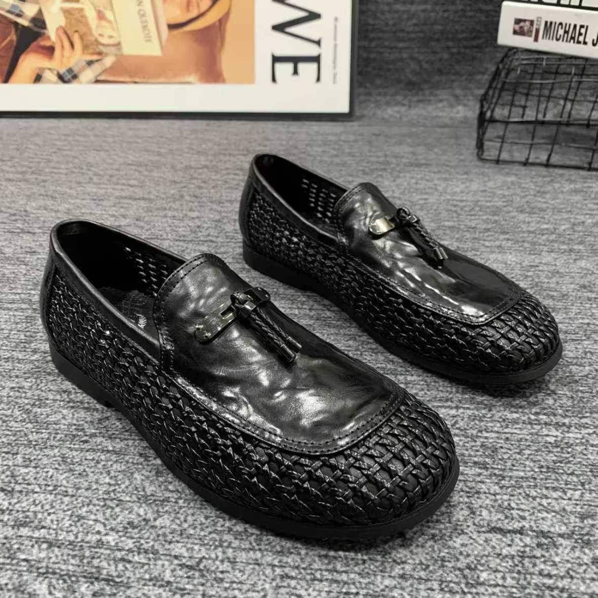 Men's Luxury Summer Handmade Woven Hollowed Breathable Loafers