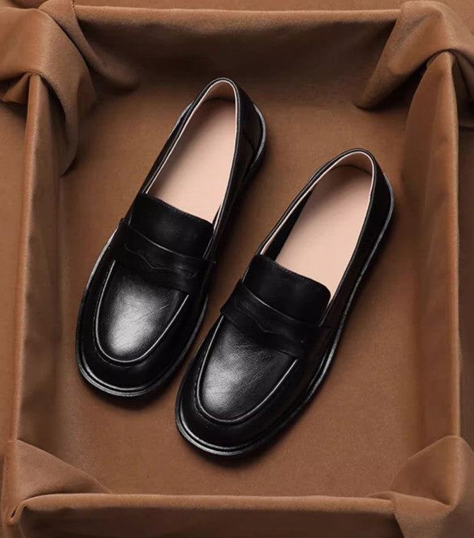 Women's Real Soft Spring Pumps Retro Chunky Loafers