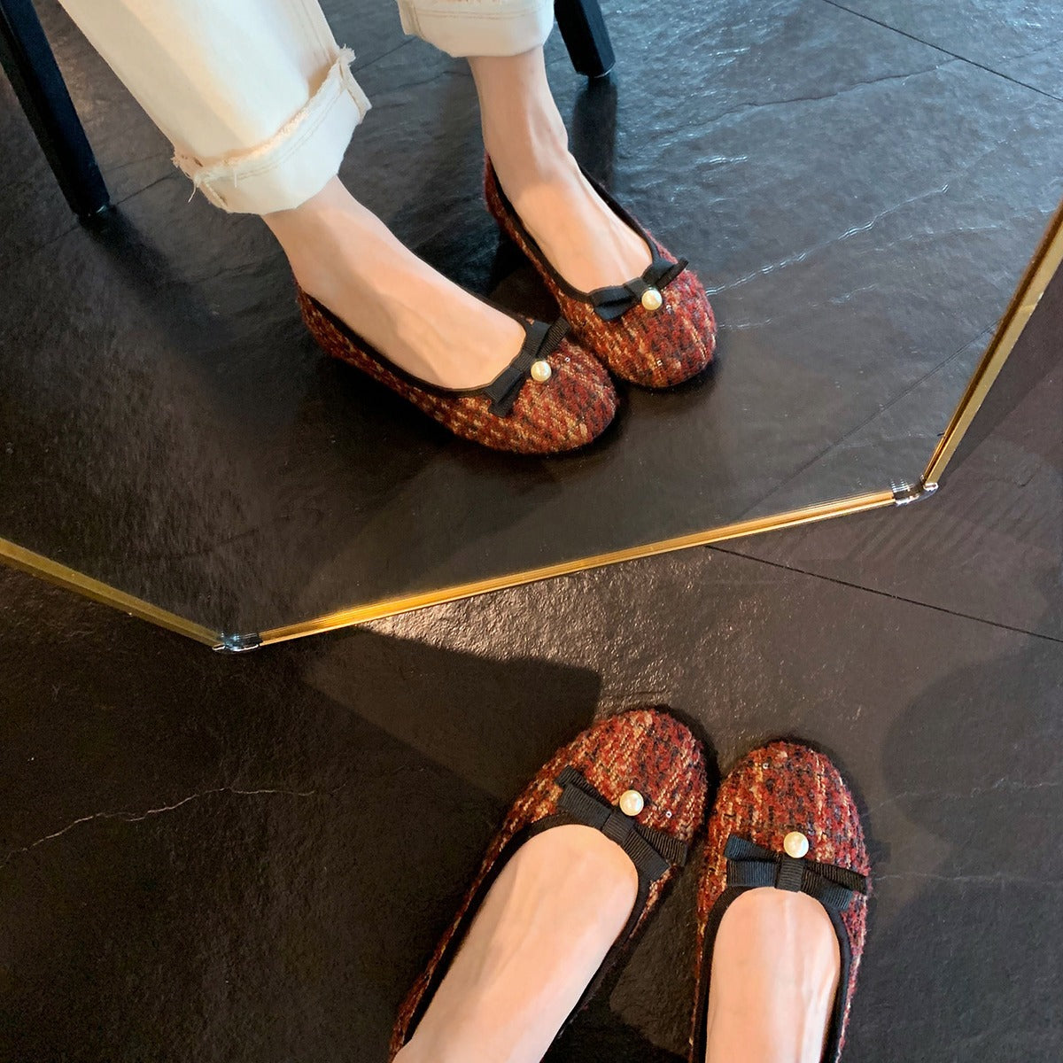 Round Head Low-cut Bowknot Flat Bottom Casual Shoes