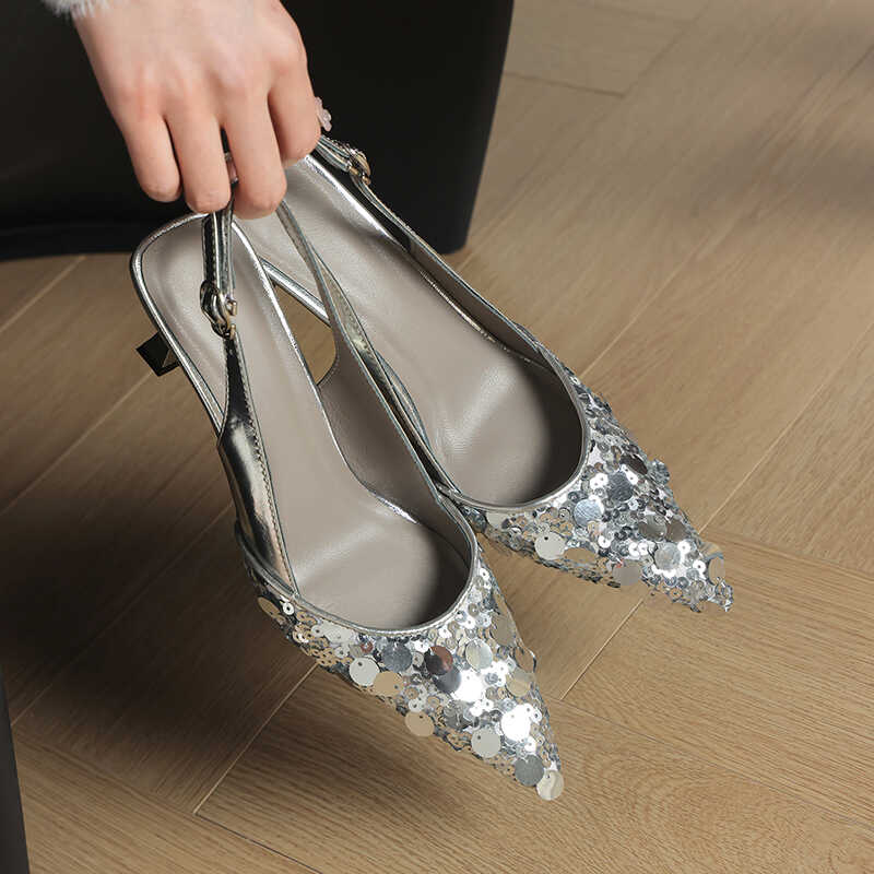 Women's Sequined Pointed Summer Stiletto High Closed Heels
