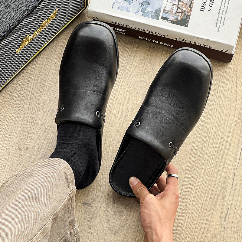 Niche Flat Slip-on Toe Cap Semi Sandals