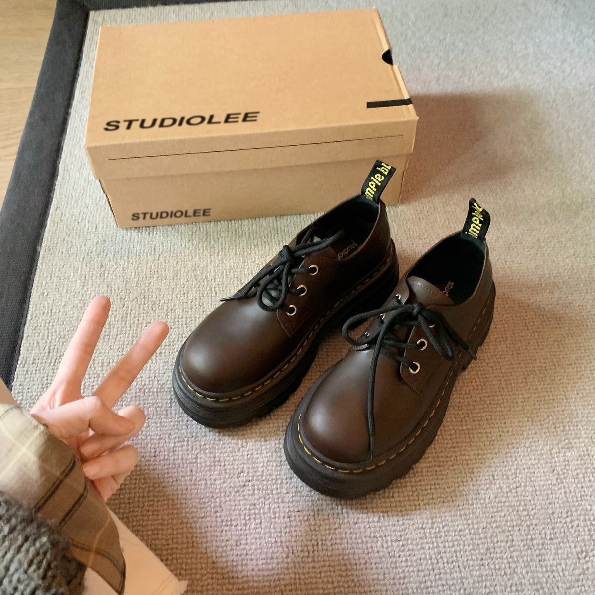 Style Lace Up Increased Chunky Platform Derby Loafers