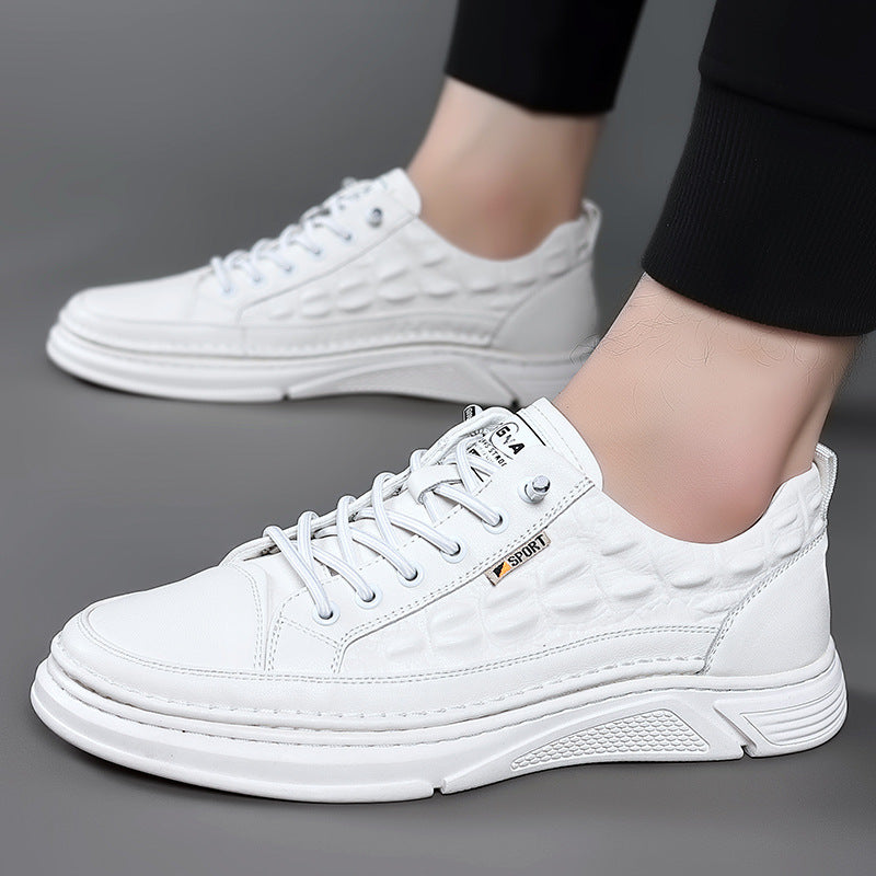 Men's Genuine White Low-cut Fashion Light Sports Casual Shoes