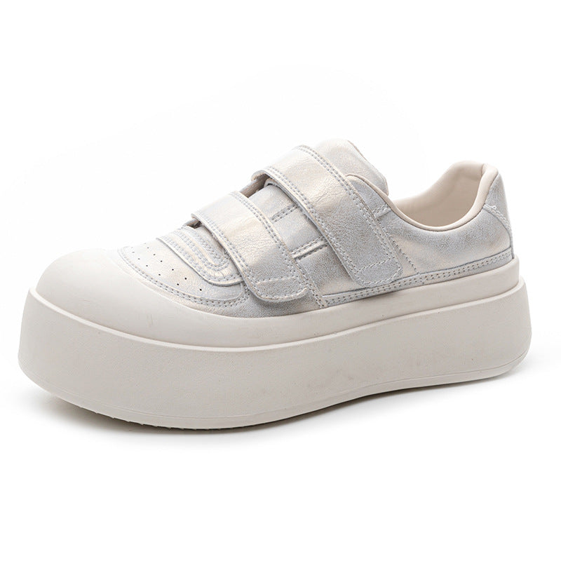 Women's Genuine Soft Bottom White Spring Thick Big Head Sports Sneakers