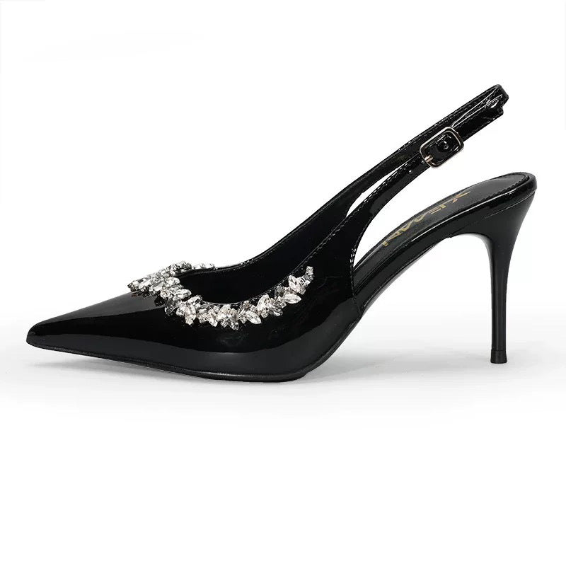 Women's Spring Lining Stiletto Pointed Rhinestone Ornament Heels