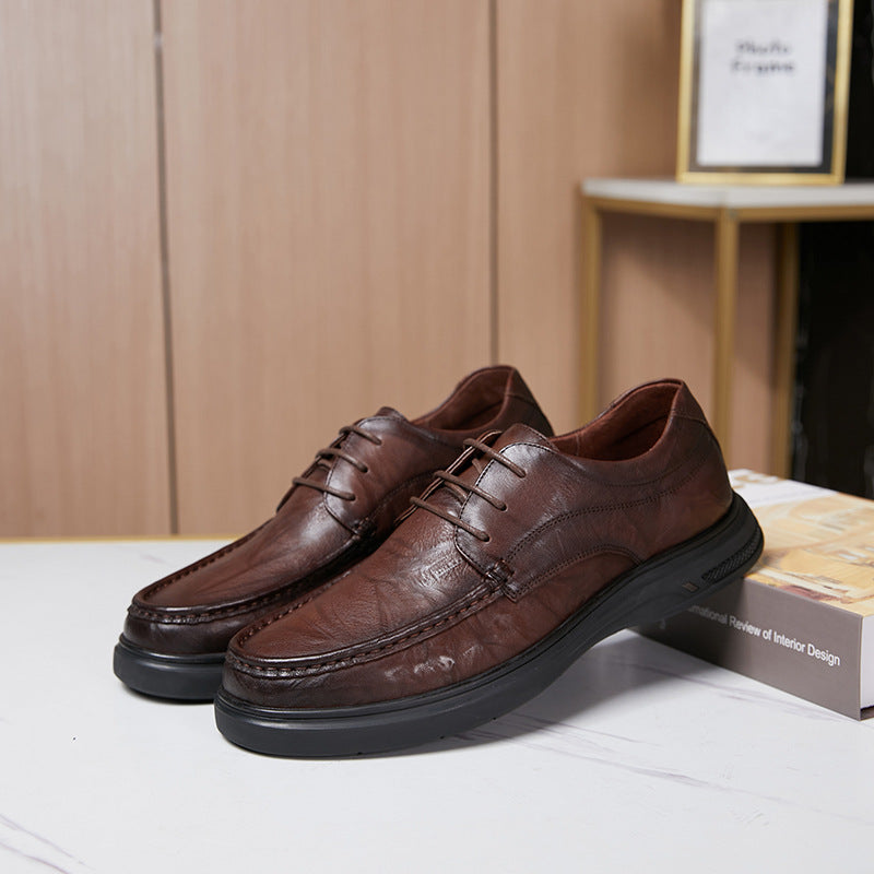 Men's Clutch Pattern Cowhide Thick Sole Comfortable Leather Shoes