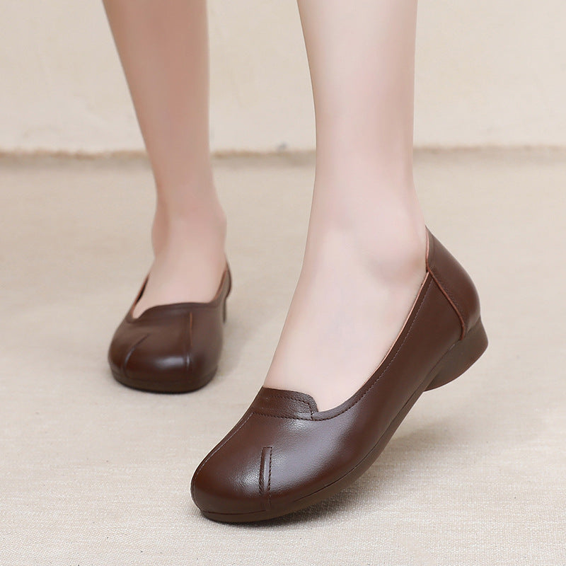 Women's & Men's Layer Cowhide Ethnic Style Retro Slip-on Casual Shoes