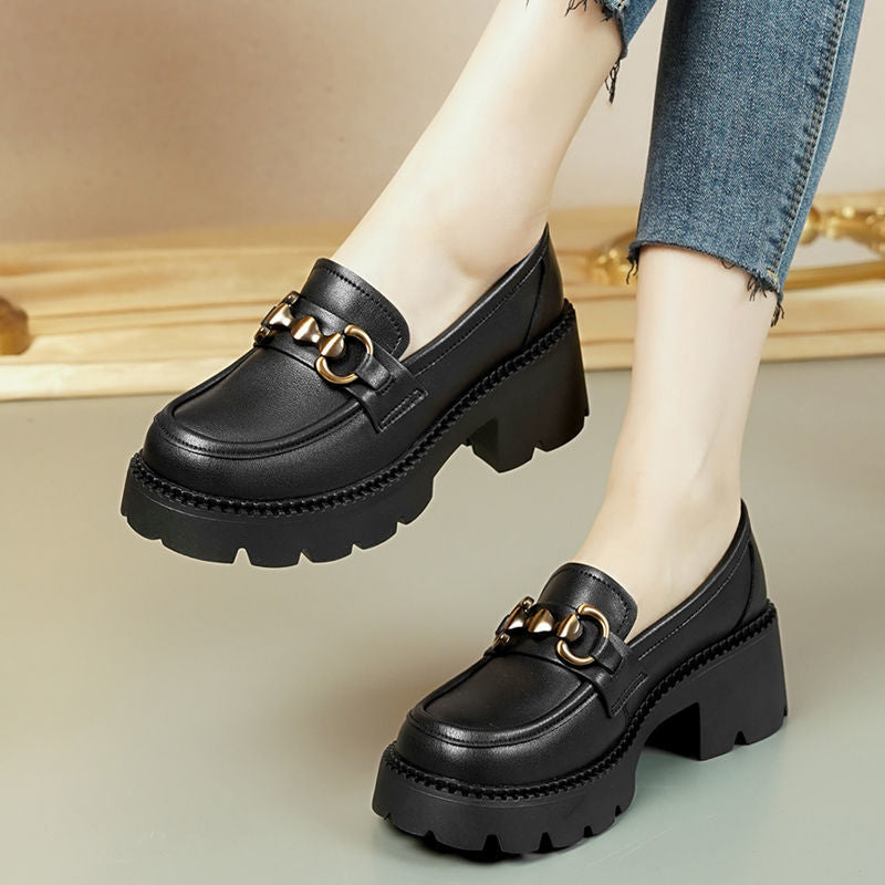 Women's Soft Versatile Platform British Style Slip-on Casual Shoes
