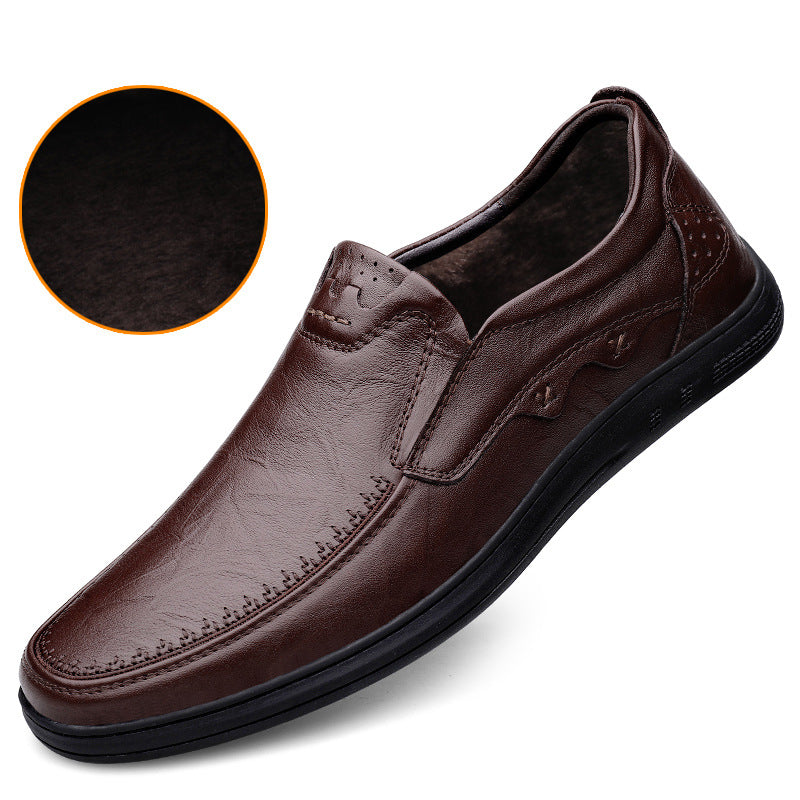 Men's First Layer Cowhide Soft Bottom Breathable Leather Shoes