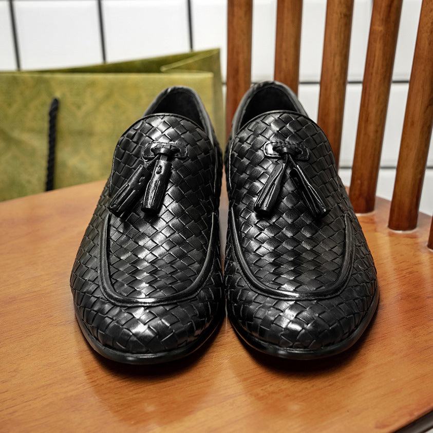 Men's Handmade Braided High-quality Korean Tassel Business Leather Shoes