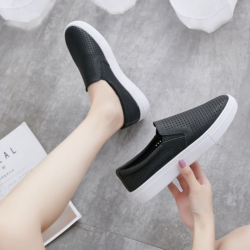 Women's & Men's Summer Breathable One Pedal White Hollowed Sneakers