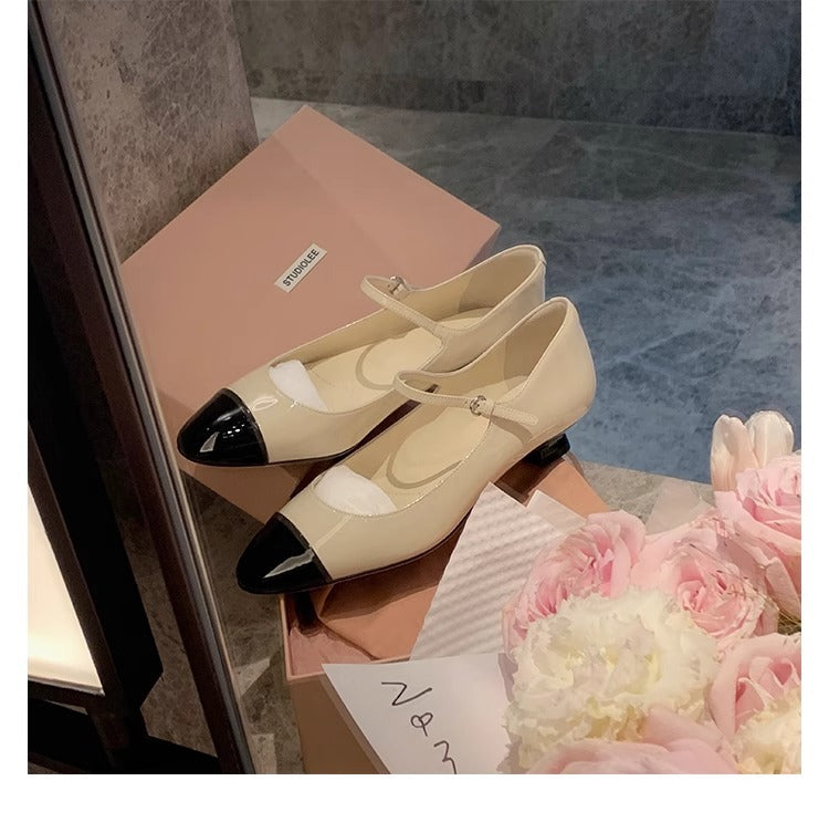 Female Temperament Color Matching Word Strap Women's Shoes