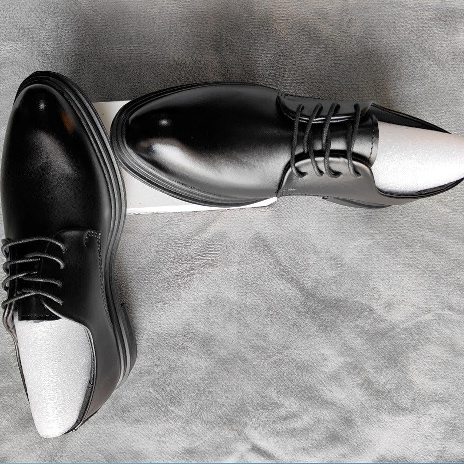 Men's Pointed Toe Business Formal British Black Leather Shoes