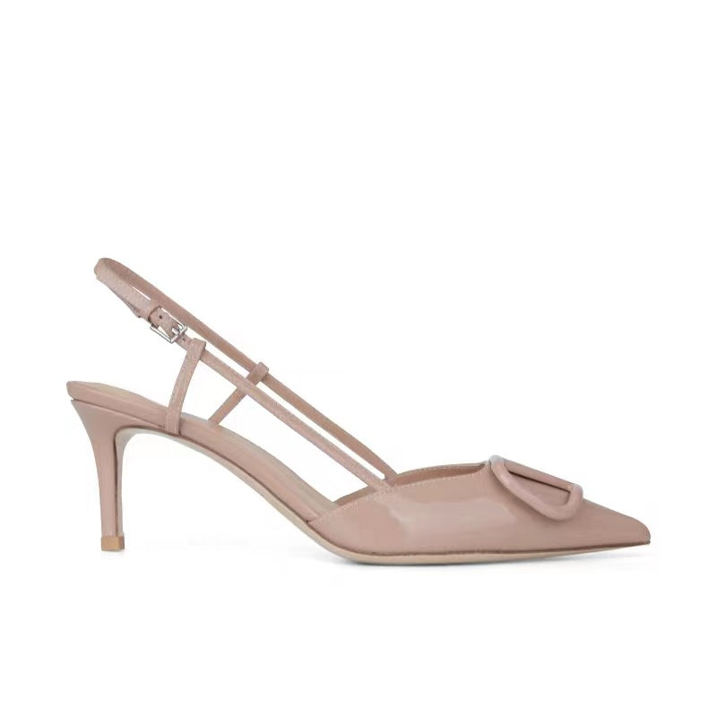 Women's Toe Nude Color Stiletto French Minority Heels