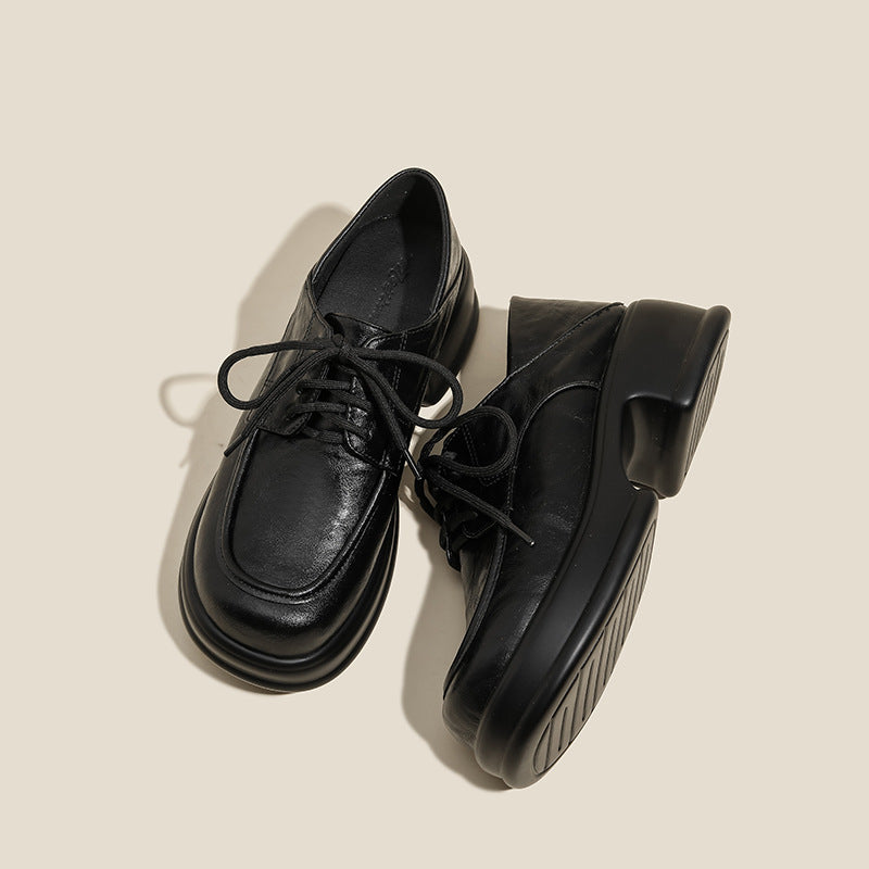 Women's Spring Platform Vintage British Lace Up Loafers