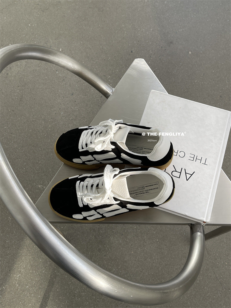 Women's Contrast Color Three-dimensional Bone Spring Flat Casual Shoes
