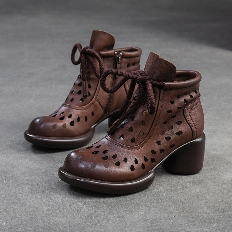 Women's & Men's Side Zipper Top Layer Cowhide Retro Men's Shoes