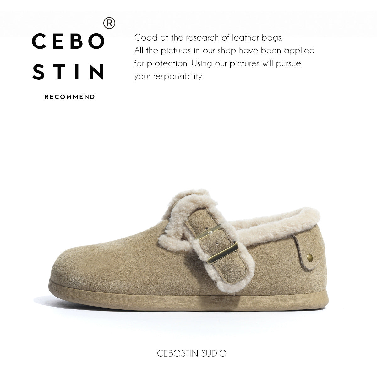 Fluffy Lamb Wool Female Winter Vintage Women's Shoes