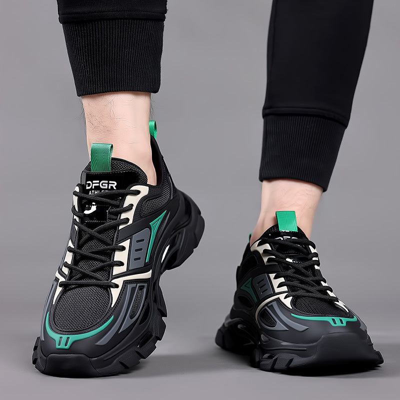 Men's Increasing Insole Black Thick Bottom Breathable Sneakers