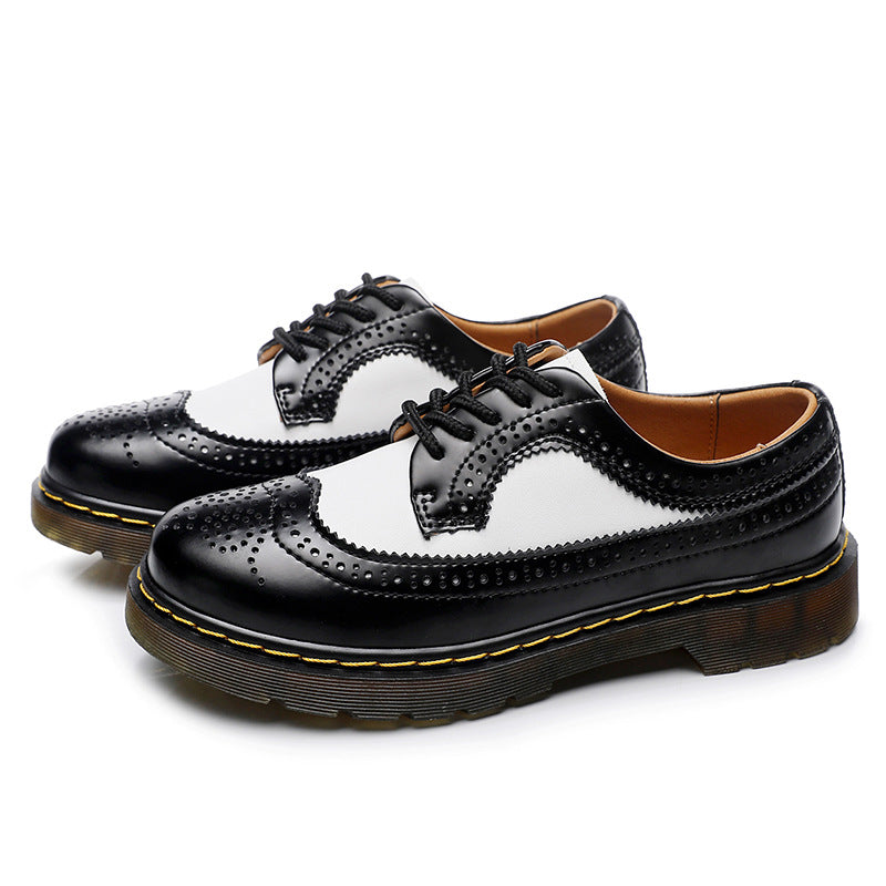 Women's & Men's Martin Low-cut Hole Genuine Brogue Round Head Casual Shoes