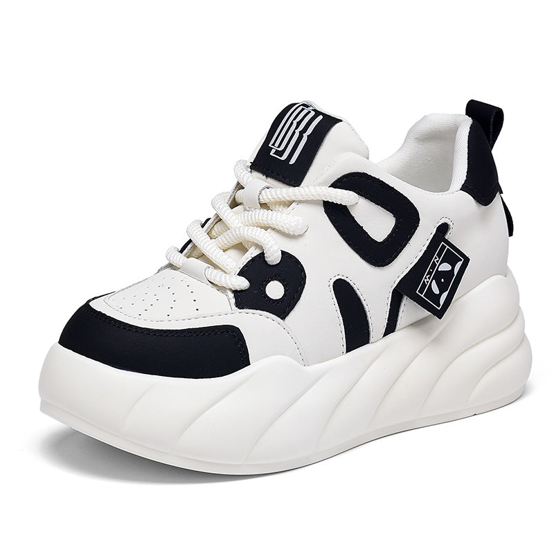 Women's Black White Spring Versatile Hidden Sports Heels