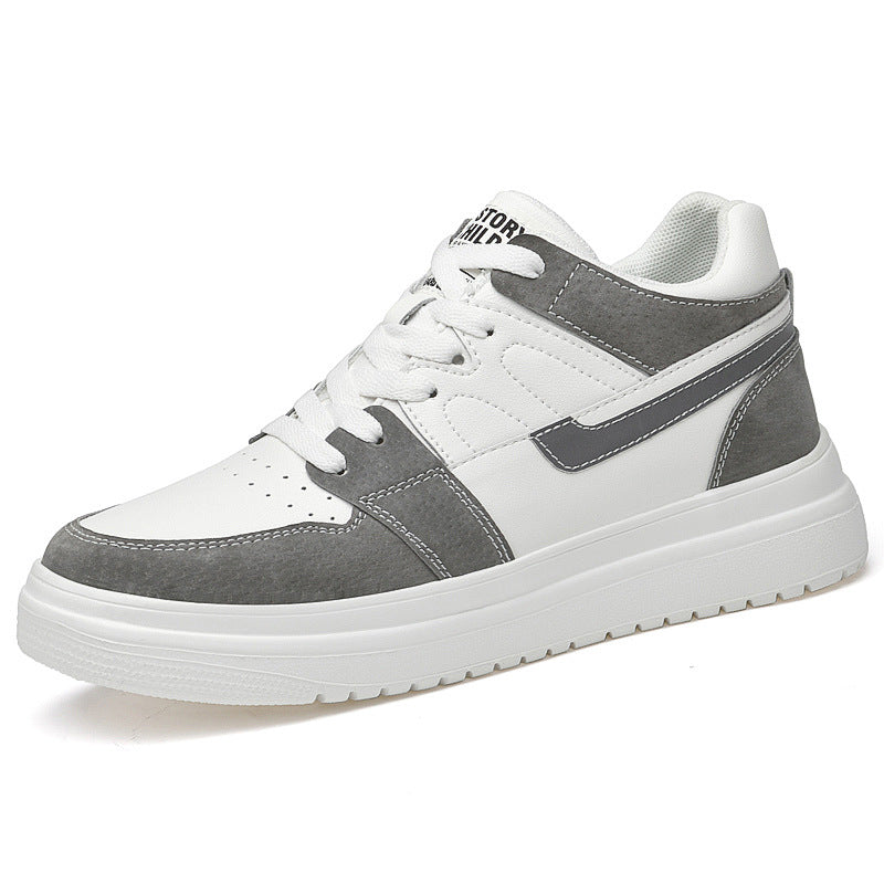 Increasing Insole Skateboard Spring White Cowhide Leather Shoes
