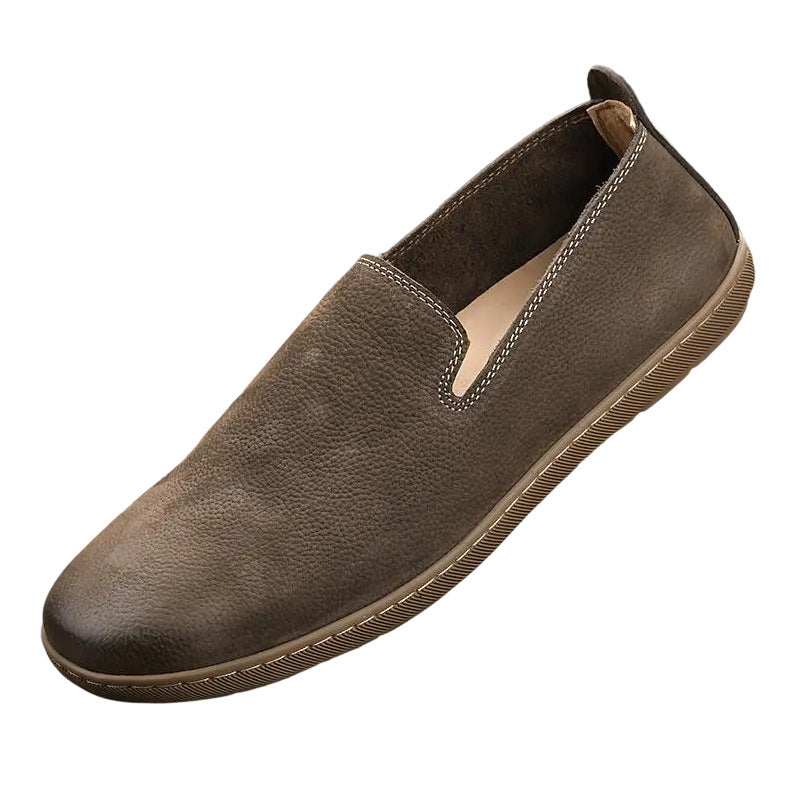 Men's Cowhide Soft Bottom Driving Lazy Retro Leather Shoes