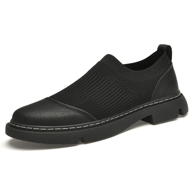 Men's Cloth Cover Brogue Stitching Inner Height Leather Shoes