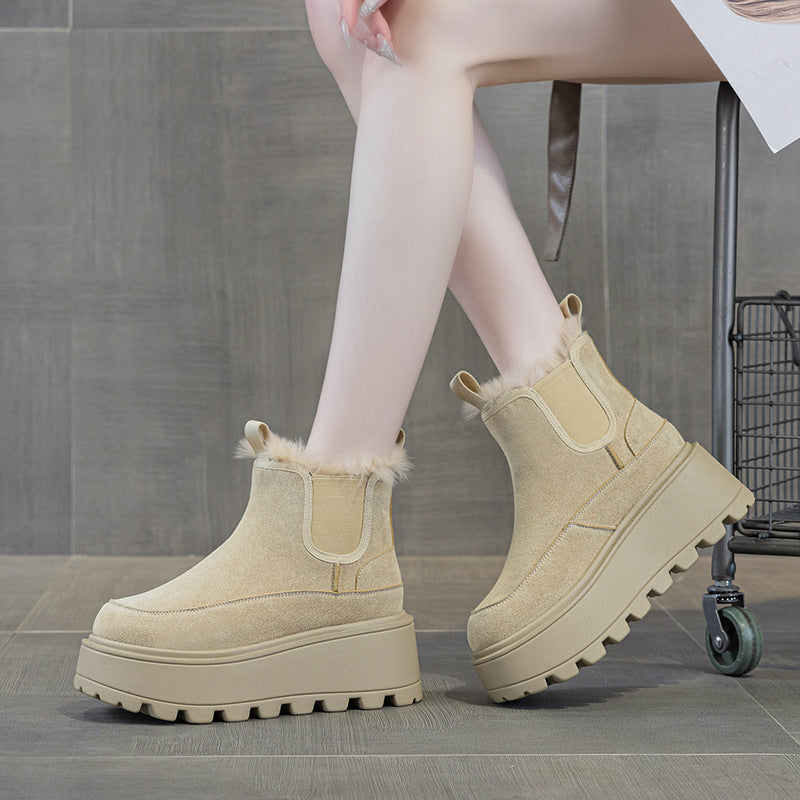 Women's Genuine Cotton Winter Fleece-lined Vintage Ankle Women's Casual Shoes