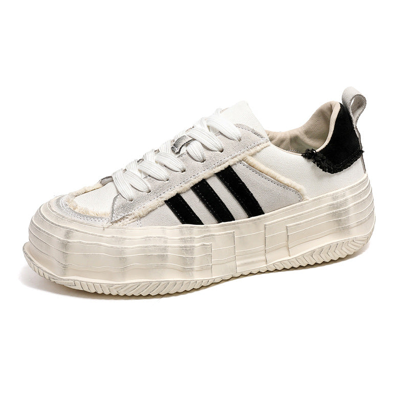 Men's Cowhide Comfortable Color Matching Versatile Trendy Sneakers