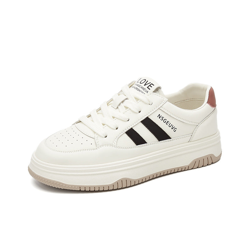 Women's White Autumn Fashion Platform Soft Bottom Sneakers