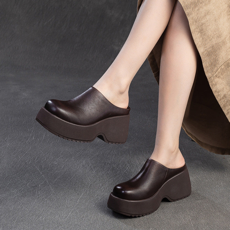 Women's Lazy Pump Outdoor Retro Height Increasing Slippers