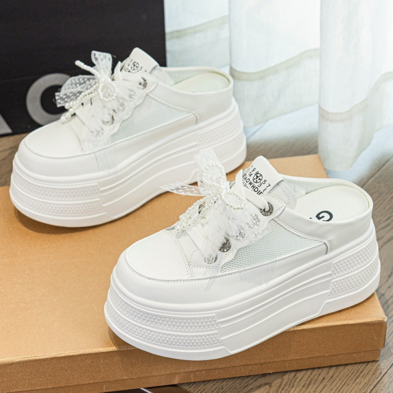Women's Platform Height Increasing Insole Leisure Genuine Slippers