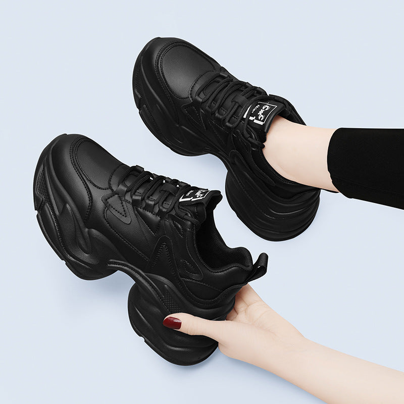 Women's Black Daddy Fashionable Thick Which Makes Sneakers