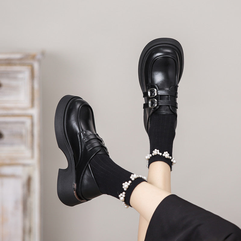 Women's British Style Mary Jane Chunky Heightened Loafers