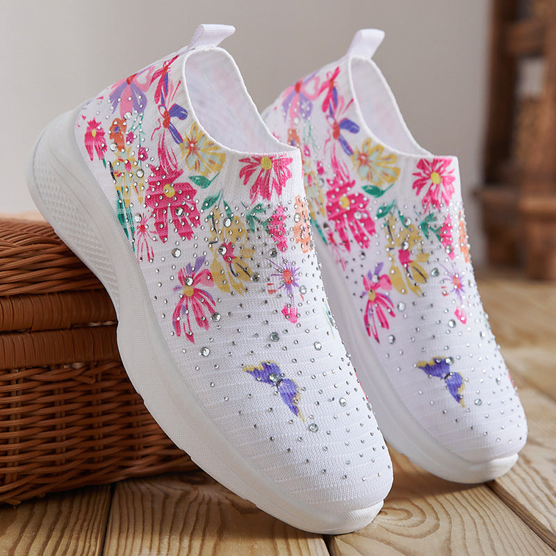 Women's Fashion Flying Woven Mom Color Matching Casual Shoes