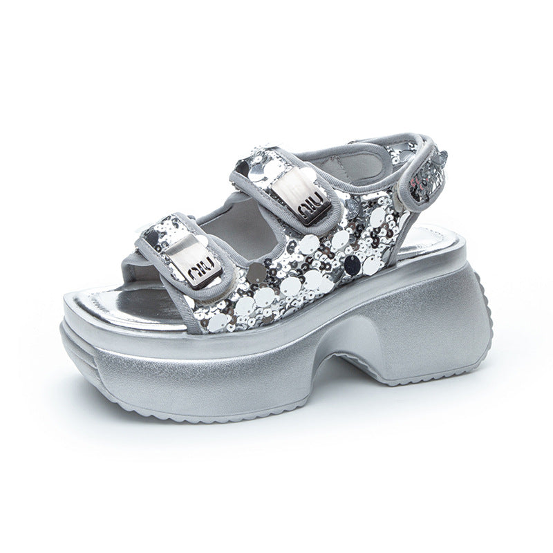 Women's Summer European Goods Sequined Thick-soled Platform High Sandals