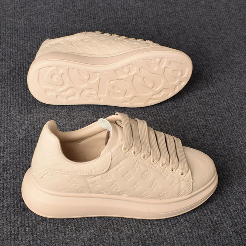 Women's & Men's White Korean Fashionable Platform Heighten Soft Casual Shoes