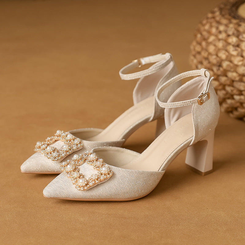 Women's Plus Size Fat Widened Buckle Heels