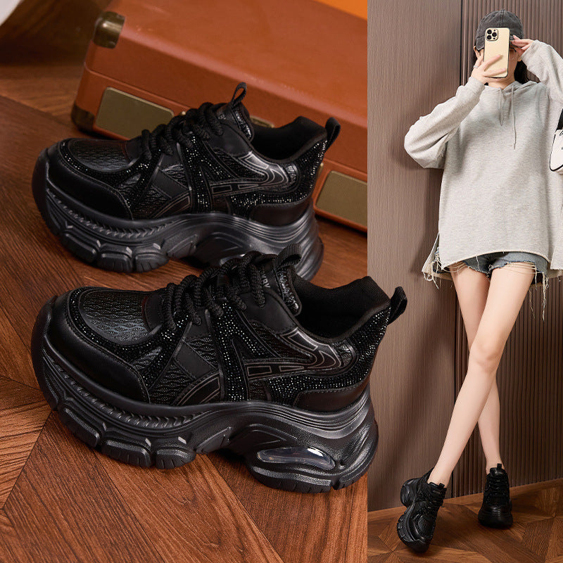 Women's Platform Dad Autumn Fashion Rhinestone Height Increasing Insole Air Women's Sports Shoes