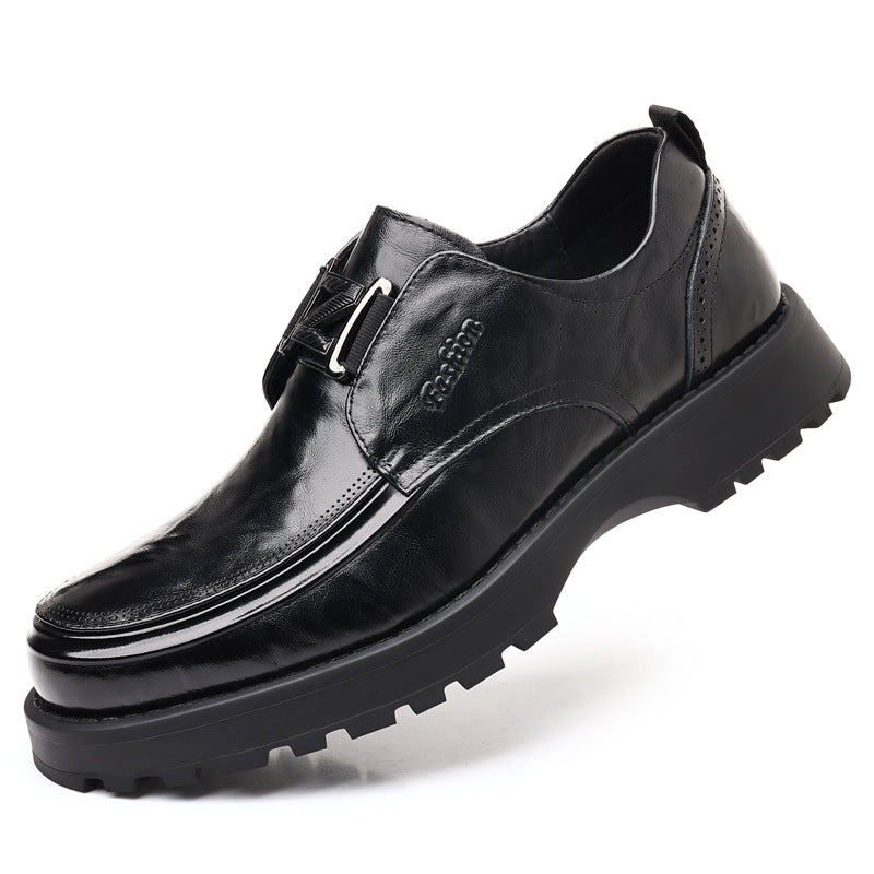 Men's Genuine Platform Fashion Slip-on Foam Soft Leather Shoes