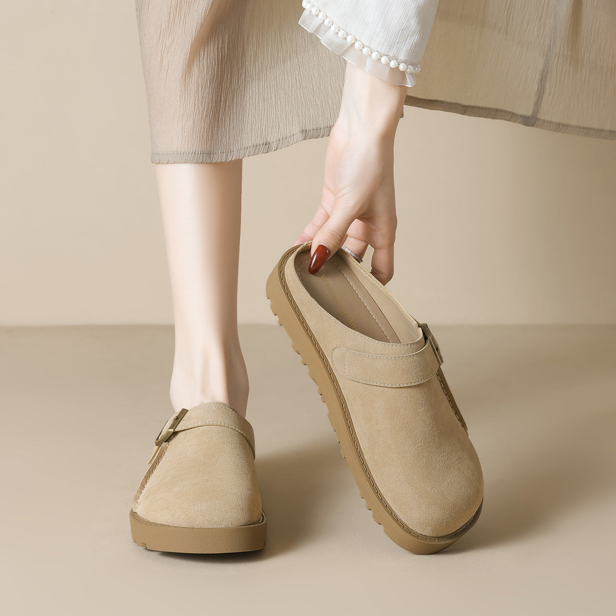 Women's Toe Box Half Outer Wear Thick Slippers