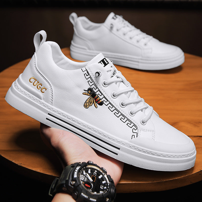 Men's White Slip-on Genuine Soft Bottom British Casual Shoes
