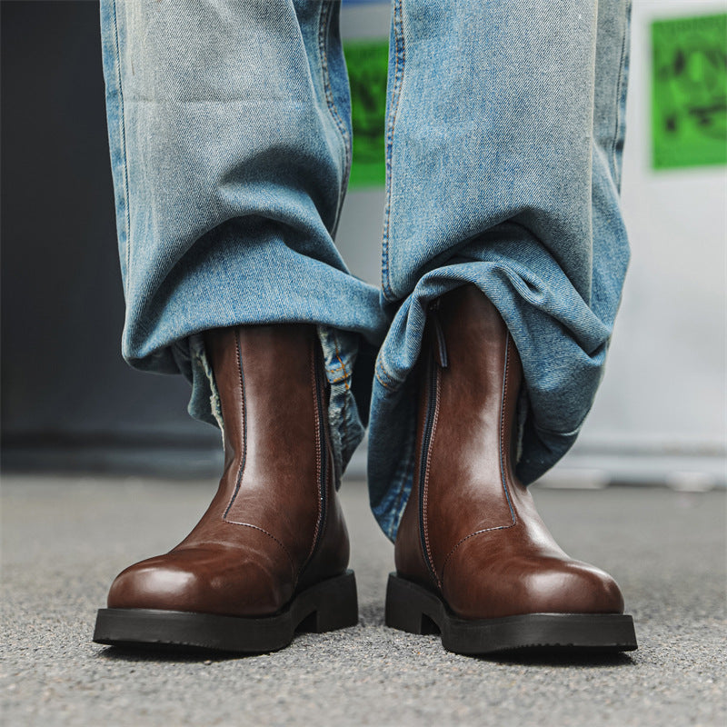 Men's Chelsea British Style Square Toe Booties Boots