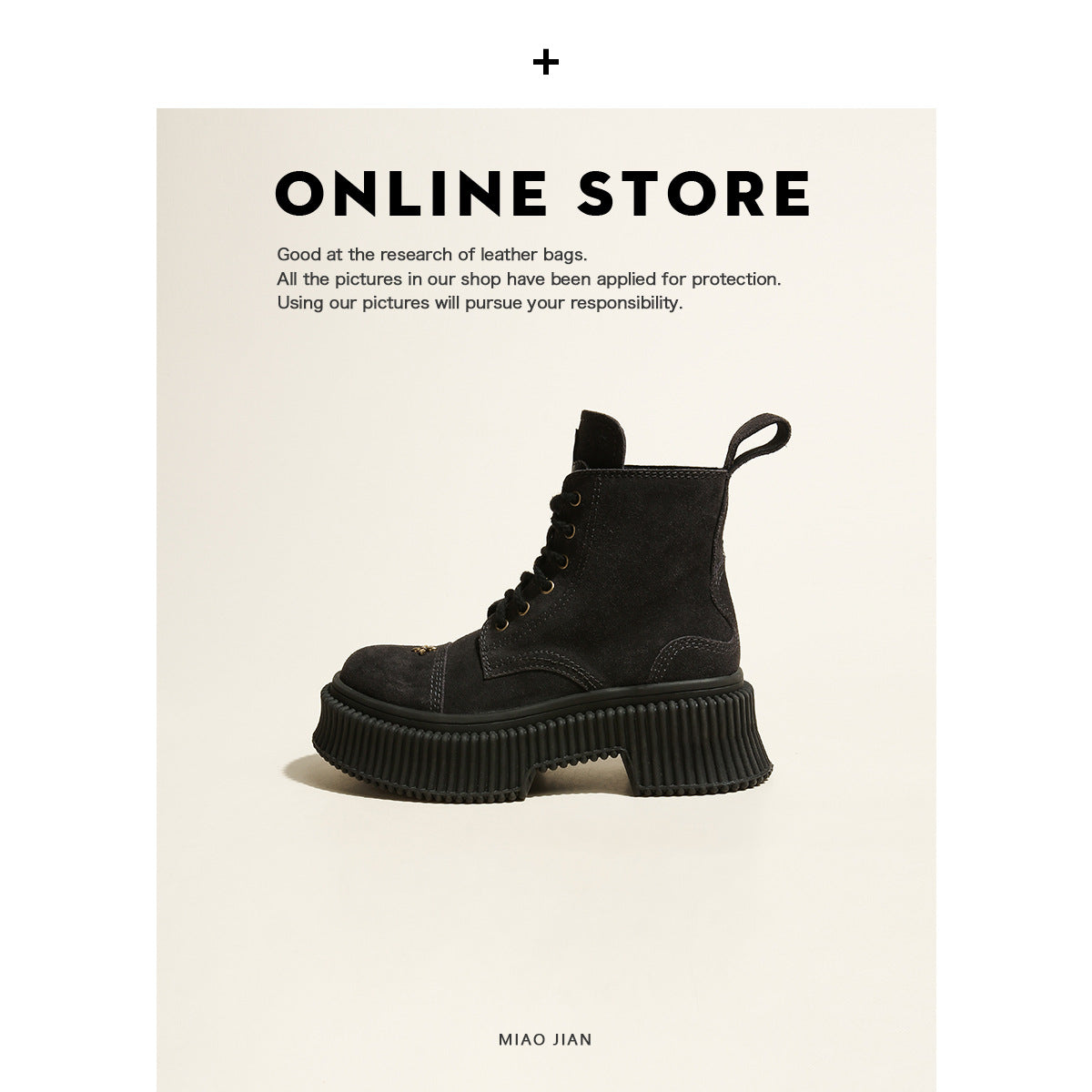 Wu Suede Cowhide Martin Platform Ankle Ginger Boots