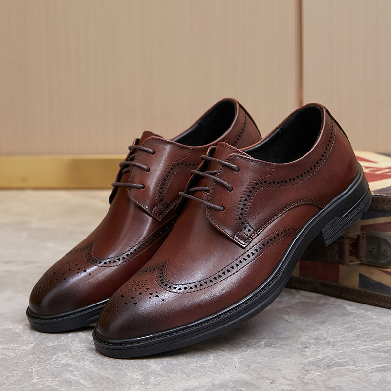 Men's Versatile Brogue Business Low Comfortable Leather Shoes