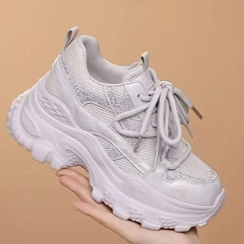 Women's Spring Super Hot Rhinestone Dad Thick Women's Casual Shoes