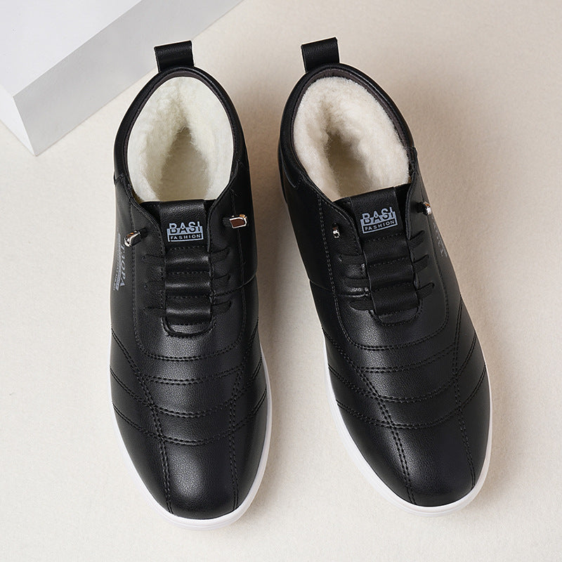 Men's Breathable Soft Bottom White Slip-on Lazy Leather Shoes