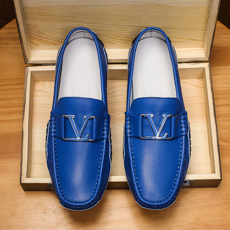 Men's Size Korean Bottom Low Top Slip-on Leather Shoes