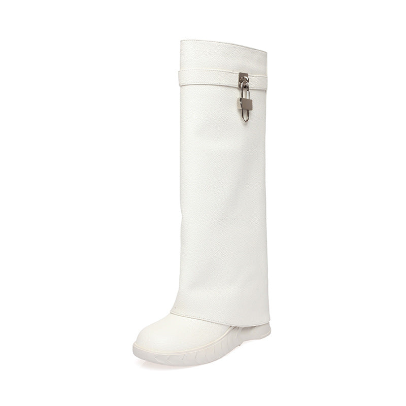 Women's Yu Shark Lock Height Increasing Insole Wedge Platform Boots